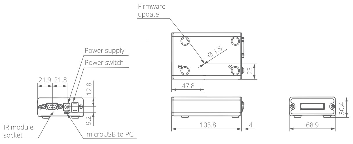 可程控的智能TE制冷控制器PTCC-01-ADV的结构尺寸图